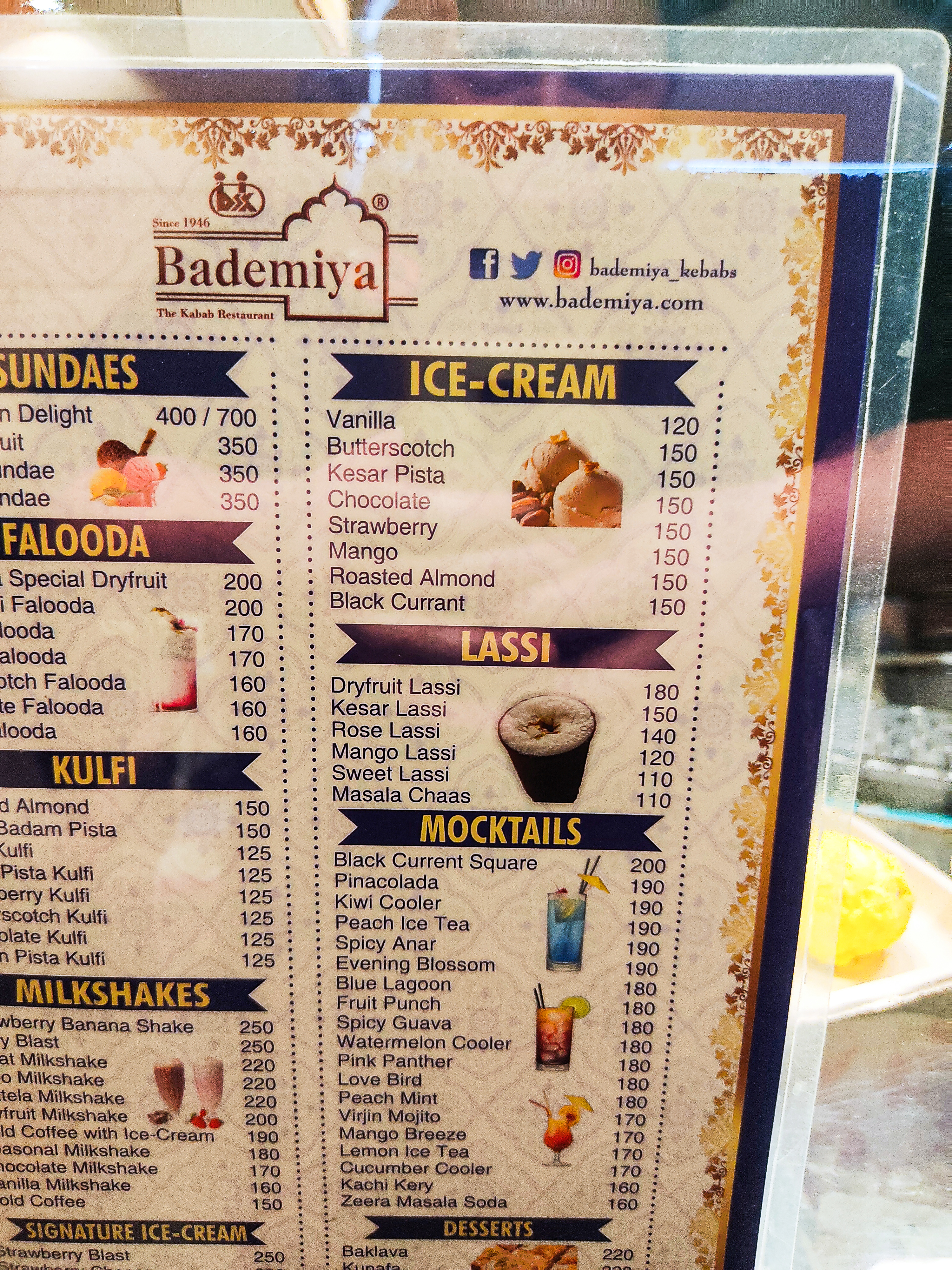 Меню «Bademiya. The kebab Restaraunt».