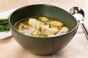 Суп из минтая с красной чечевицей